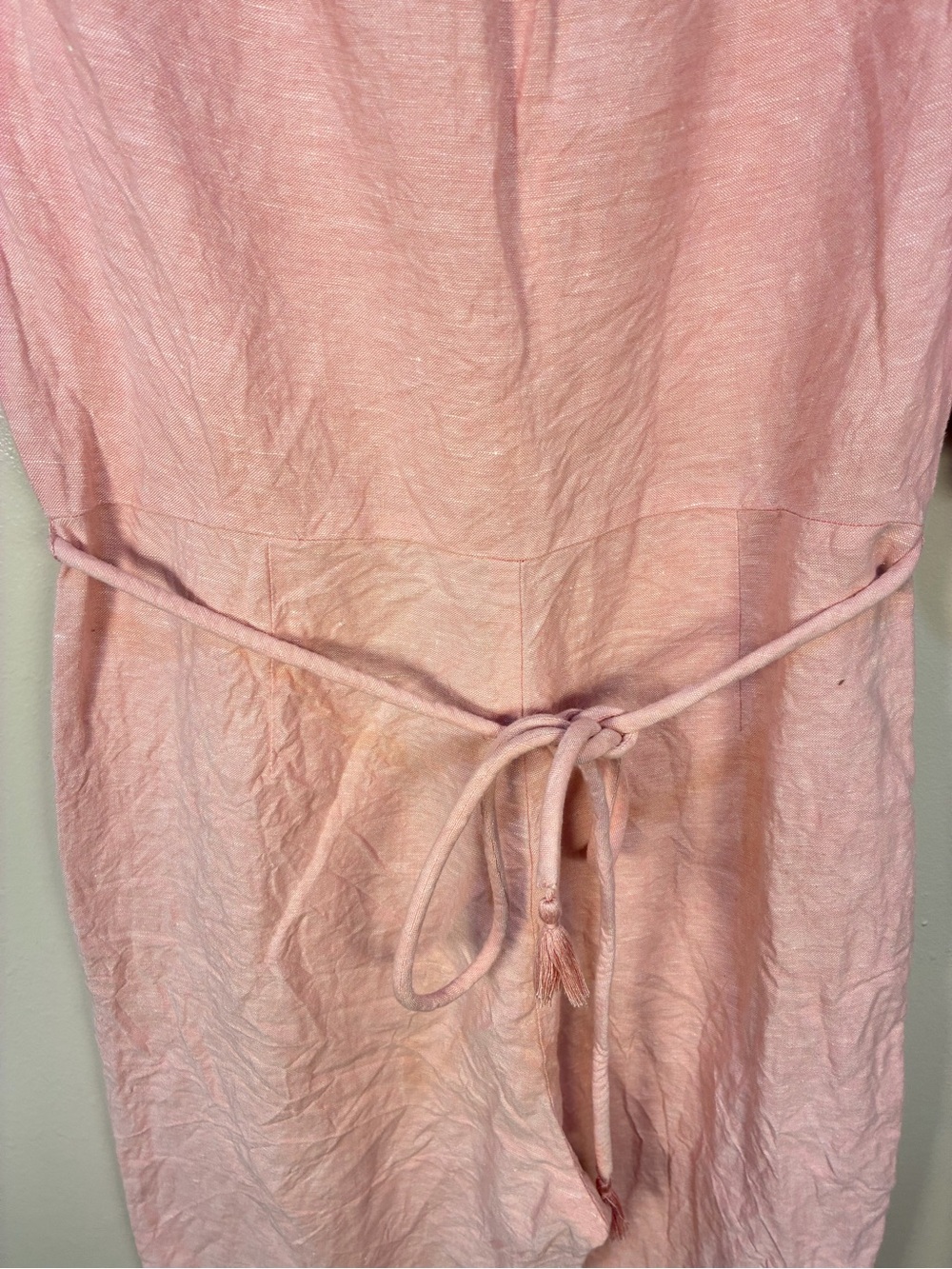 Madewell Linen Pastel Pink Puff Sleeve Jumpsuit - Picture 11 of 14